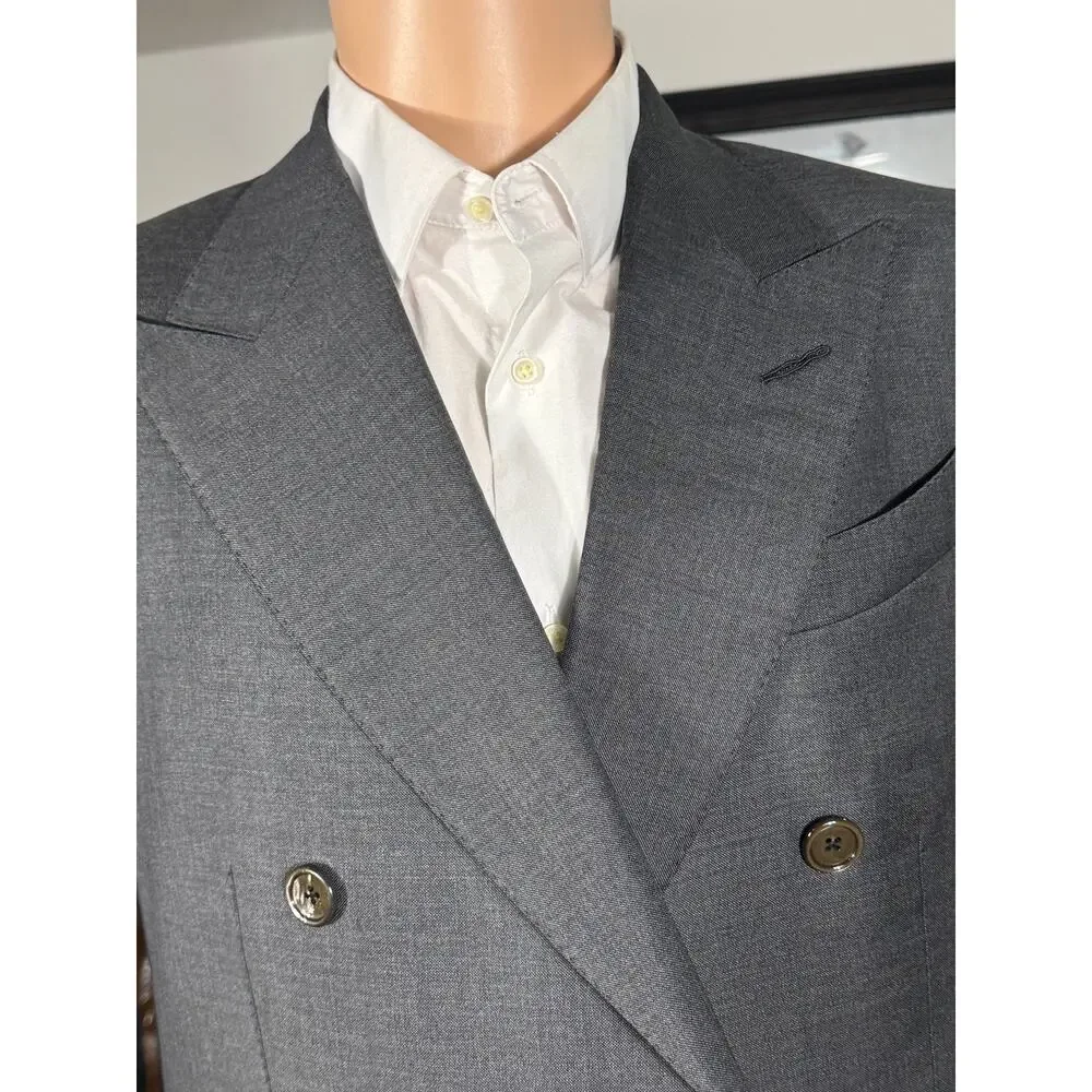 Tom Ford Charcoal Wool Peak Lapel Double Breasted 2Pc Suit 50C 40S US 34x29 Pant